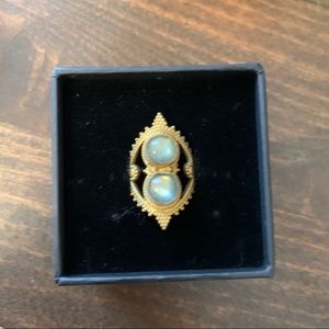 Gold ring with labradorite